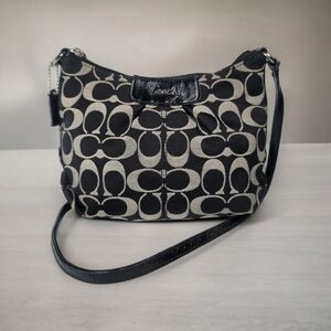 EC - COACH Monogram Shoulder Bag Black/Light Gray